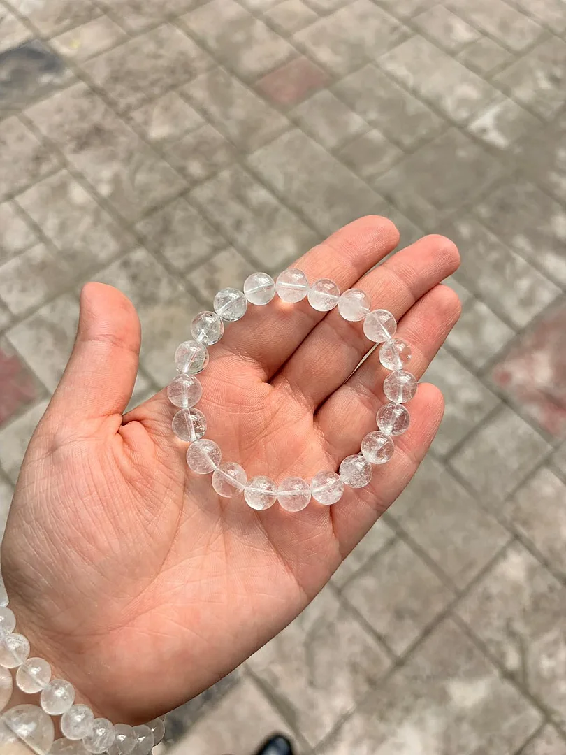 Beyaz Kuvars 8 mm Bileklik
